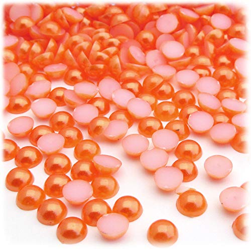 1,000pc Pearl Finish Half Dome Beads, Round, 5mm, Fire Orange