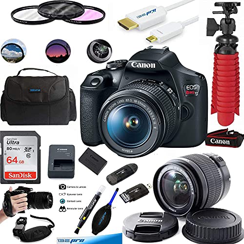 Deal-Expo Canon EOS Rebel T7 DSLR Camera with 18-55mm Lens | Built-in Wi-Fi|24.1 MP CMOS Sensor | |DIGIC 4+ Image Processor and Full HD Videos - Expo Essential Accessories Bundle (CNT7EESS)