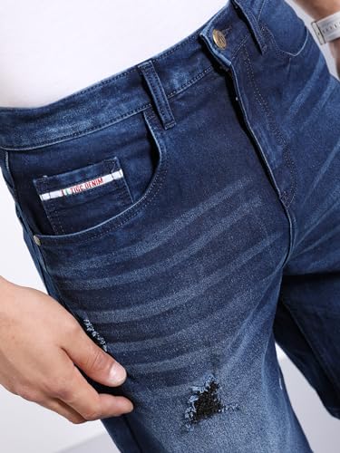 Image of The Indian Garage Co Men Regular Fit Solid Mid-Rise Denim Shorts