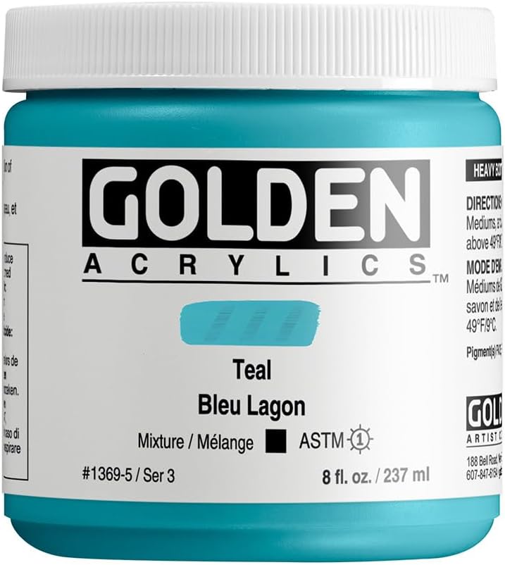 GOLDEN Heavy Body Acrylics, Teal, 8 fl. oz. Jar, Professional Acrylic Paint, Opaque