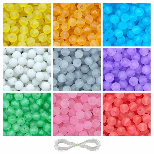 Image of 250 Pcs Matt Glass Beads for Jewellery Making Kit - Glass Beads for Bracelet Making Kit - Bead Craft - 8mm