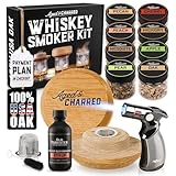 Whiskey Smoker Kit with Torch and Old Fashioned Syrup - 8 Flavors Wood Chips - Bourbon Gifts for Men, Cocktail Smoker kit - USA Oak Smoke Lid (No Butane)