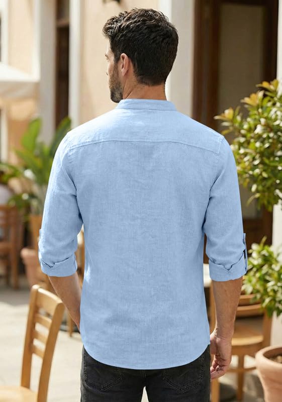 Image of Zombom Men's Cotton Polyester Blend Mandarin Collar Self One Design Printed Full Sleeve Regular Fit Casual Short Kurta
