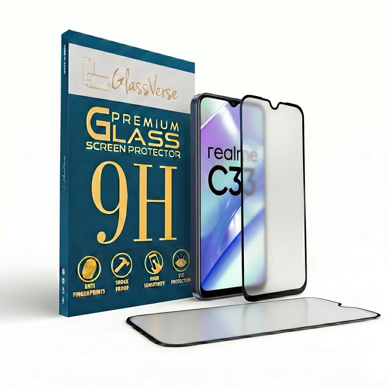 Image of GlassVerse Matte Tempered Glass for Realme C33 | Anti Glare, Smooth Touch Screen Protector, 9H Hardness, Edge to Edge, Case Friendly, Hassle-less Installation Kit Included. (Pack of 2)