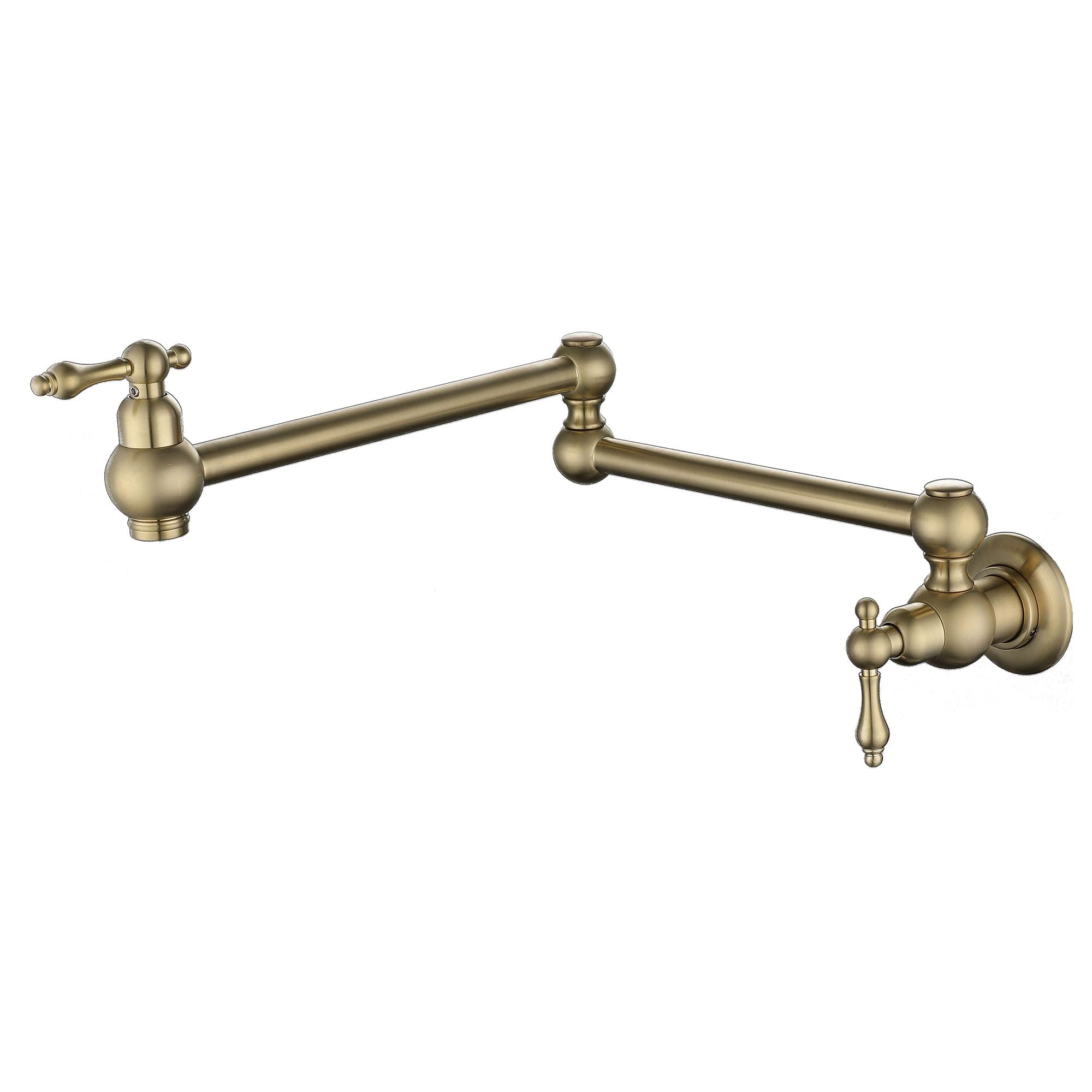 HomeLava Rubinetto da cucina a parete riempitore per pentole, Rubinetto a muro in ottone, 360° Girevole Rubinetto pieghevole estensibile doppio snodo, 2 Maniglie