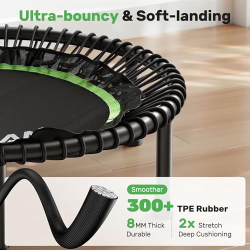 BCAN 550LBS Foldable Mini Trampoline, 48" Fitness Trampoline with Adjustable Handle Bar, Safety Pad/Bungee Cords, Stable & Quiet Exercise Rebounder for Adults Indoor/Garden Workout - Image 3