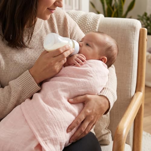 Image of The White Cradle Muslin Swaddle for Newborn Baby, Organic Cotton Wrap Powder Pink