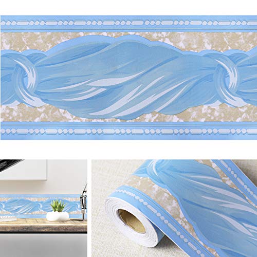 Livelynine Blue Wallpaper Border Peel and Stick Border Bow-Knot Wall Border for Kids Bedrooms Bathrooms Self Adhesive Wallpaper Borders for Teen Girls Boys Bedroom Bulletin Board Border 4inx32.8ft