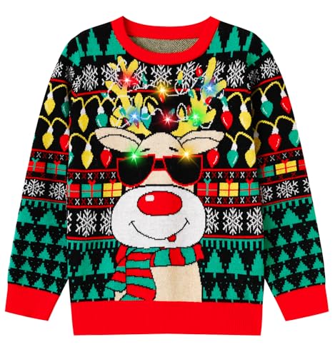 Kids' Cool Reindeer Light-Up Knit