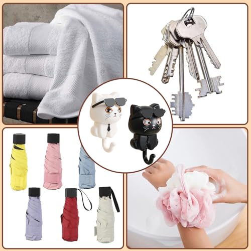 XZSKD 2 Pcs Key Holder for Wall Self Adhesive, self Adhesive Key Hooks,Creative,Cat Design Suitable for Hanging Keys, Towels, Backpacks, Hats, and Scarves (White and Black) - Cosy Home Interiors XZSKD 2 Pcs Key Holder for Wall Self Adhesive, self Adhesive Key Hooks,Creative,Cat Design Suitable for Hanging Keys, Towels, Backpacks, Hats, and Scarves (White and Black) - Image 7