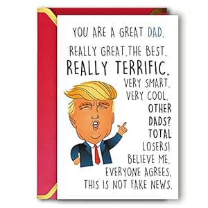 Ziwenhu Crazy Donald Trump Fathers Day Cards Gifts for Dad, Trump Fathers Day Card from Daughter, Joke Trump Birthday Cards for Men, Funny Trump Gifts for Father, Family