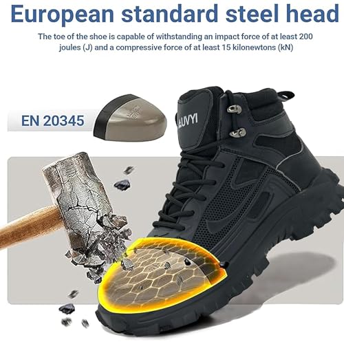 Steel Toe Work Boots for Men - Wide Toe Lightweight Safety Boots with Breathable Mesh Upper, Slip-Resistan & Durable Shoes3