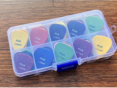 Image of 24 Pcs guitar picks for acoustic guitar & Electric Guitar Pick with 6 Thickness Levels and Clear Storage Box Perfect for Beginners & Professionals Plectrum Guitar Pick for Guitar Ukulele Pick