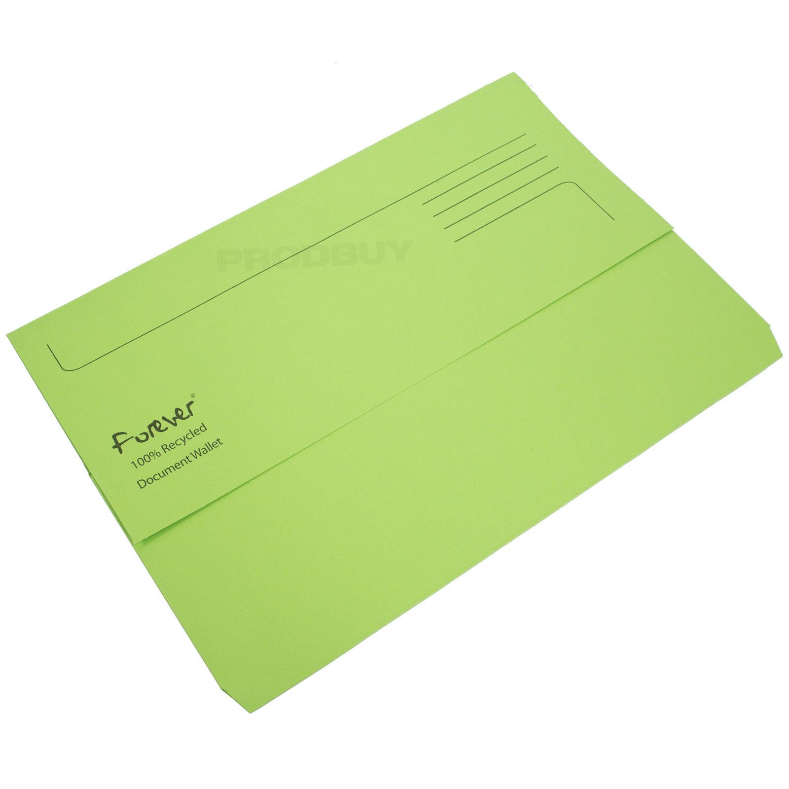 Set of Colour Foolscap Document Wallets 300gsm Card Files A4 Paper Folders (50, Lime Green)