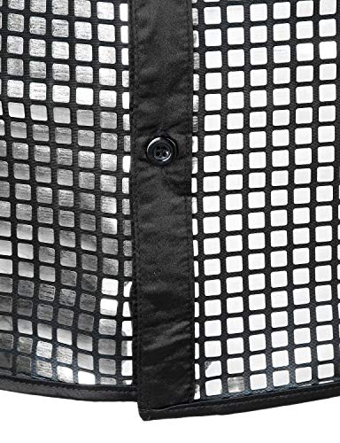 image for JOGAL Mens 70s Disco Shirt Silver Sequins Party Costume Short Sleeve B