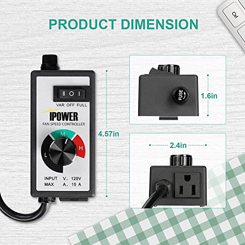 image for iPower Variable Inline Fan Speed Controller Electronic Blower Adjuster