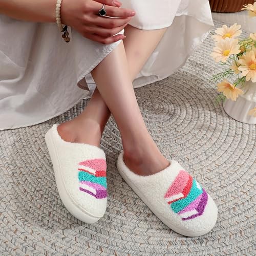 Womens Mens Plant Animal Fruit Slippers Retro Cozy Fluffy Plush Slipper Embroidered printing Warm Memory Foam Indoor Outdoor House Shoes4