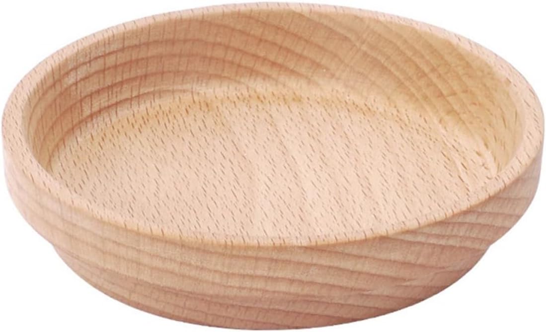 Beech Wooden Feeding Bowl Small Pet Feeder Waterproof Oil-Resistant 9cm Diameter Feeding Dish for Hamsters and Small Animals
