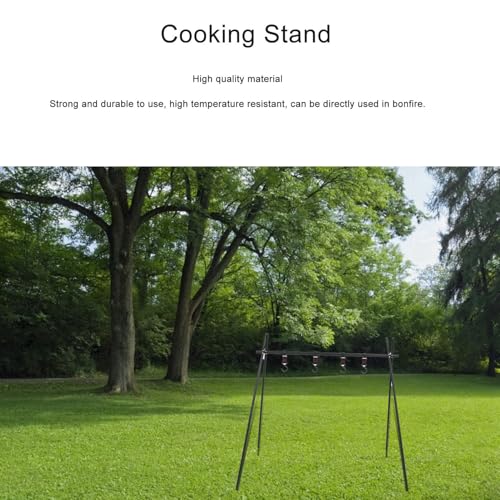 Trípode para fogata ajustable en aleación de aluminio de 75x74.5 cm para cocinar en camping 5