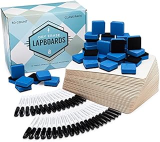 Dry Erase Lapboards Student Pack of 30 | 9 x 12 inch Double Sided White Boards (plus Accessories) | Small Mini White Dry Erase Boards for Students Whiteboards , Teacher Supplies, Classroom