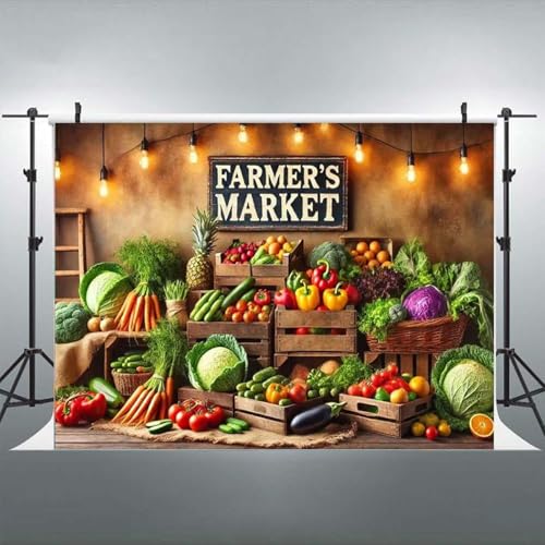 Fondo Vinilo Mercado Agricultores 7x5ft miniatura 4