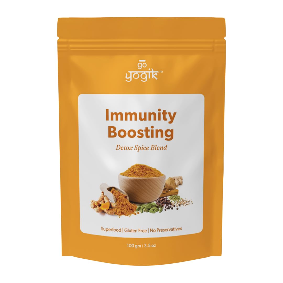Spiced Turmeric Tea(100g) -| Go-Yogik Immunity Boosting powder | Caffeine-Free| Gluten Free, Vegan Drink Mix | Ayurveda Backed, Clean ingredients.