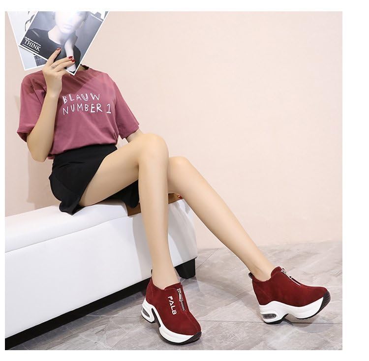 Women's Casual Shoes with Thick Inner Heel and Zipper, Fashionable and Sporty Shoes4