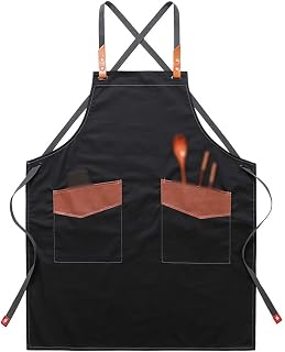 Delantal de Jardinería Delantal de la cocina con delantal del bolsillo delantal ajustable delantal que cocina el delantal del chef masculino de las mujeres negro Delantal de Limpieza ( Color : C )