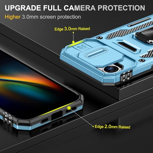 Image of Slide Camera Cover with Ring Holder Mobile Phone Case Cover for iPhone 16e (Blue)