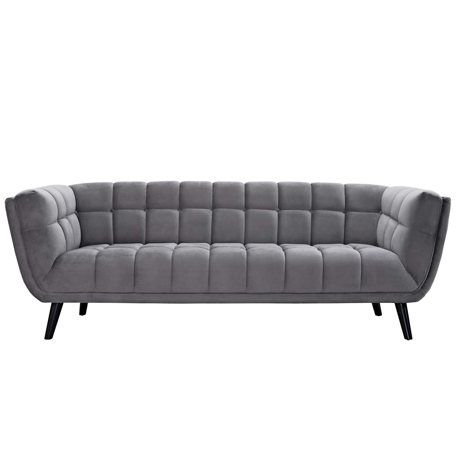ModwayBestow Mid-Century Performance Velvet Upholstered Tufted Sofa In Gray