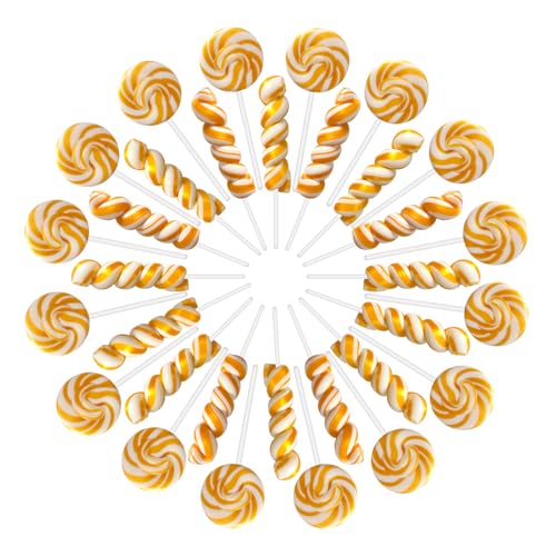 Gold White Twisty & Swirl Lollipops 32 Pack (16 Twist