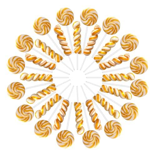 Gold White Twisty & Swirl Lollipops 32 Pack (16 Twist
