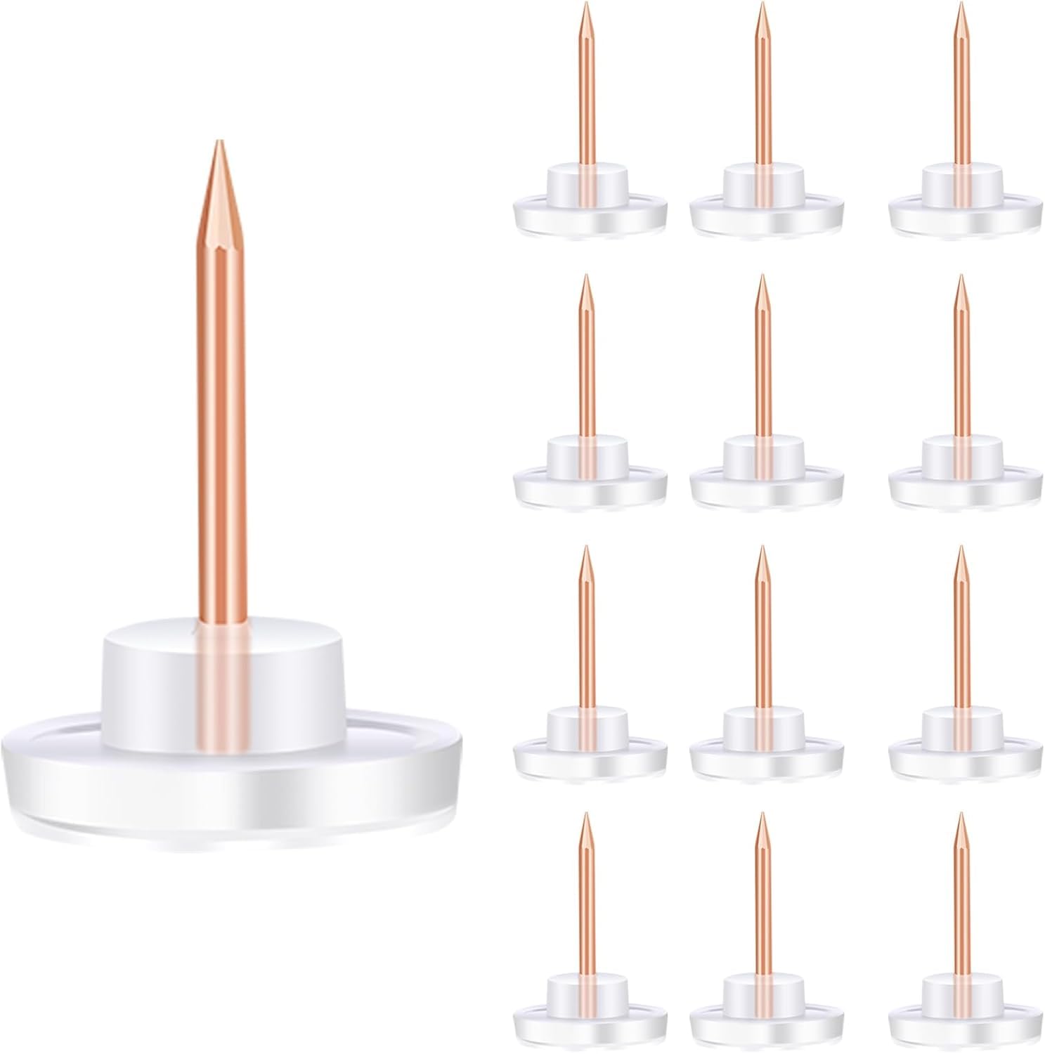 Beynant 120 Count Push Pins, Clear Thumb Tacks Golden Steel Point and Plastic Head Pins & Tacks, Flat Rosegold Thumb Tacks for Walls Bulletin Board Cork Board (Rose Gold)