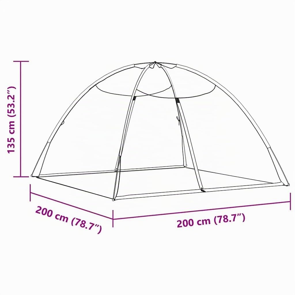vidaXL Moskito-Netzzelt Mongolisch 220 Schwarz 200x200x135 cm, Moskito Netz, tragbares Moskitonetz, Moskitozelt