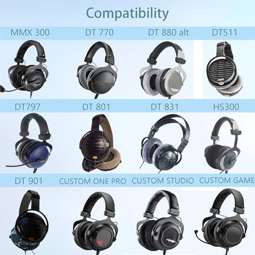 Almohadillas para auriculares DT770, almohadillas de repuesto compatibles con Beyerdynamic DT 770/Pro, DT 880/Pro, DT 990/Pro y MMX300 (tela de terciopelo y espuma viscoelástica) miniatura 2