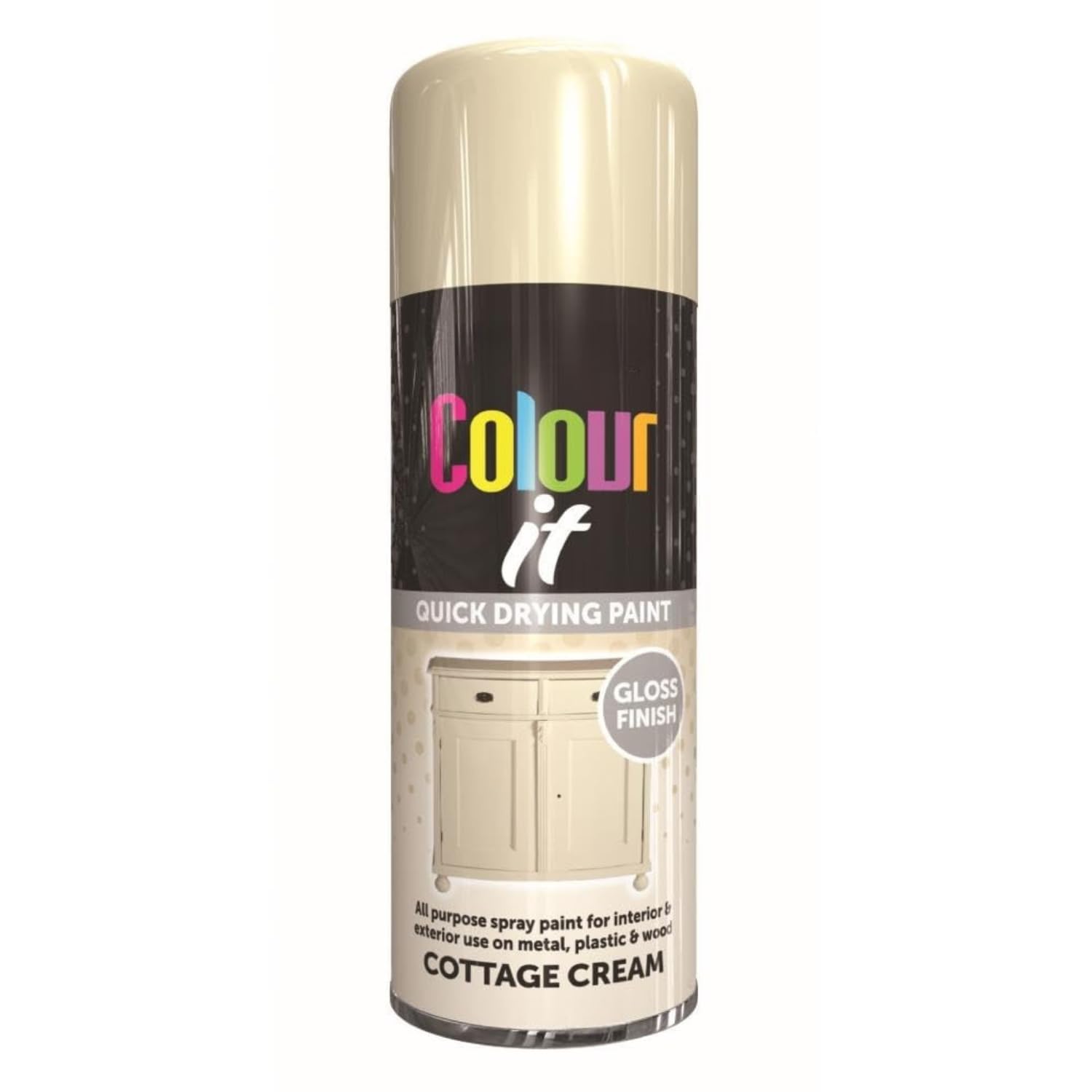 Inspired Essentials All Purpose Aerosol Spray Paint 400ml Quick Drying Spray, Fast Dry and Excellent Coverage for Metal, Wood, Plastic and More (1, Cottage Cream)