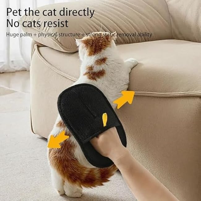 Pet Hair Removal Glove for Cats & Dogs, Electrostatic Reusable Magic Brush Pet Hair Remover Tool for Couch, Furniture,Car Seat,Pet Grooming-uOO5z5w3