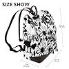 EWQrtyy Kleiner Rucksack mit schwarzen und weißen Blumen für Damen, PU-Leder, Mini-Rucksack mit mehreren Taschen #1