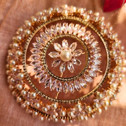 Image of Hair Bun Cage Accessory for Women | Handcrafted Brass Juda Cover with Stick | Anti-Tarnish Traditional Hair Accessory for Wedding & Festive (Sitara Hair Bun (Rose Gold))