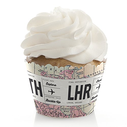 World Awaits - Travel Themed Decorations - Party Cupcake Wrappers - Set of 12 World Awaits - Travel Themed Decorations - Party Cupcake Wrappers - Set of 12