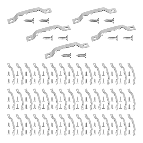 Image of 50PCS Small Sawtooth Picture Hangers, Heavy Duty Sawtooth Hangers, Silver Metal Photo Frame Hanging Hardware for Hanging Pictures Frames Mirrors Artwork