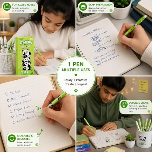 Image of Alokik Luxury Gel Pens and Highlighter 5pcs black Color pen + 1 pcs highlighter Coordinated Design, Signature Pen Set, Writing School Supplies (Cute Panda Erasable Gel Pen Set Of 12)