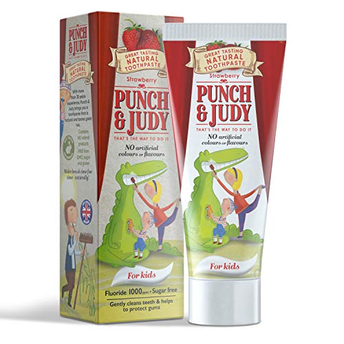 Punch & Judy - Natural Toothpaste for Kids, Strawberry Flavour Toothpaste for Children, Fluoride 1000 ppm, Sugar Free, 50ml