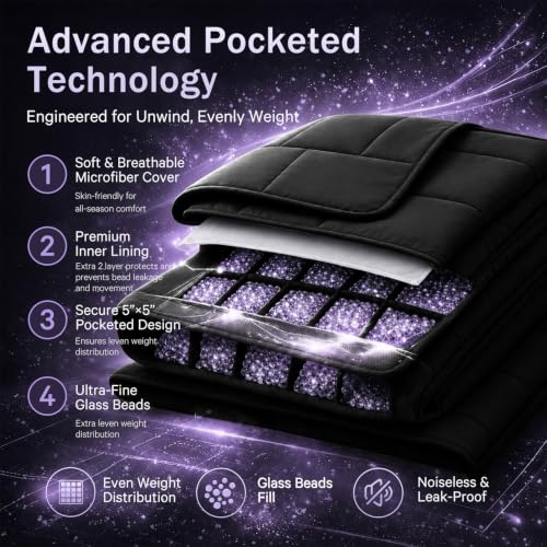 Image of Weighted Blanket for Adults 20lbs, 78 inchx86 inch, King Size Cooling Heavy Throw Blanket for 180-220lbs, Microfiber Soft Thick Big Blankets Weighted Comforter Breathable Gift for Sleeping, Black
