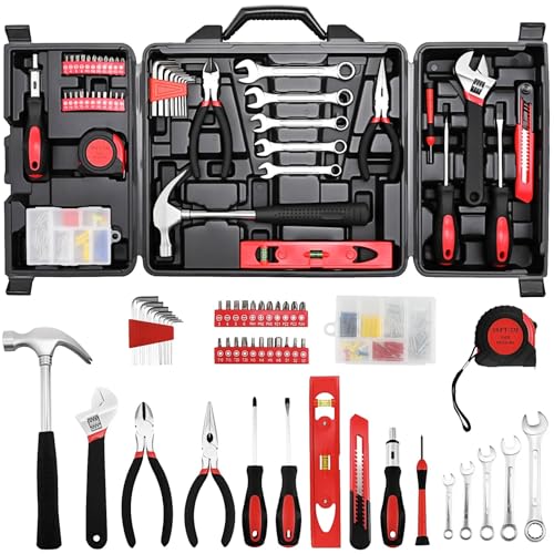 TLGREEN Werkzeugkoffer Werkzeugkasten Haushalt 147 teiliges Werkzeugset in stabilem Kunststoffkoffer Werkzeugkiste für Haushalt Werkstatt DIY Reparaturen und Heimwerken
