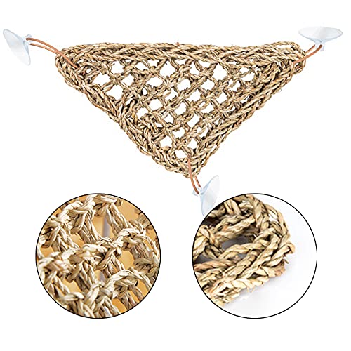 ZhanshuidefaQ Reptile Seagrass Hammock Natural Seagrass Reptile Lounger with Suction Cups Triangle Lizard Hammock for Small and Medium Sized Reptiles - Image 4