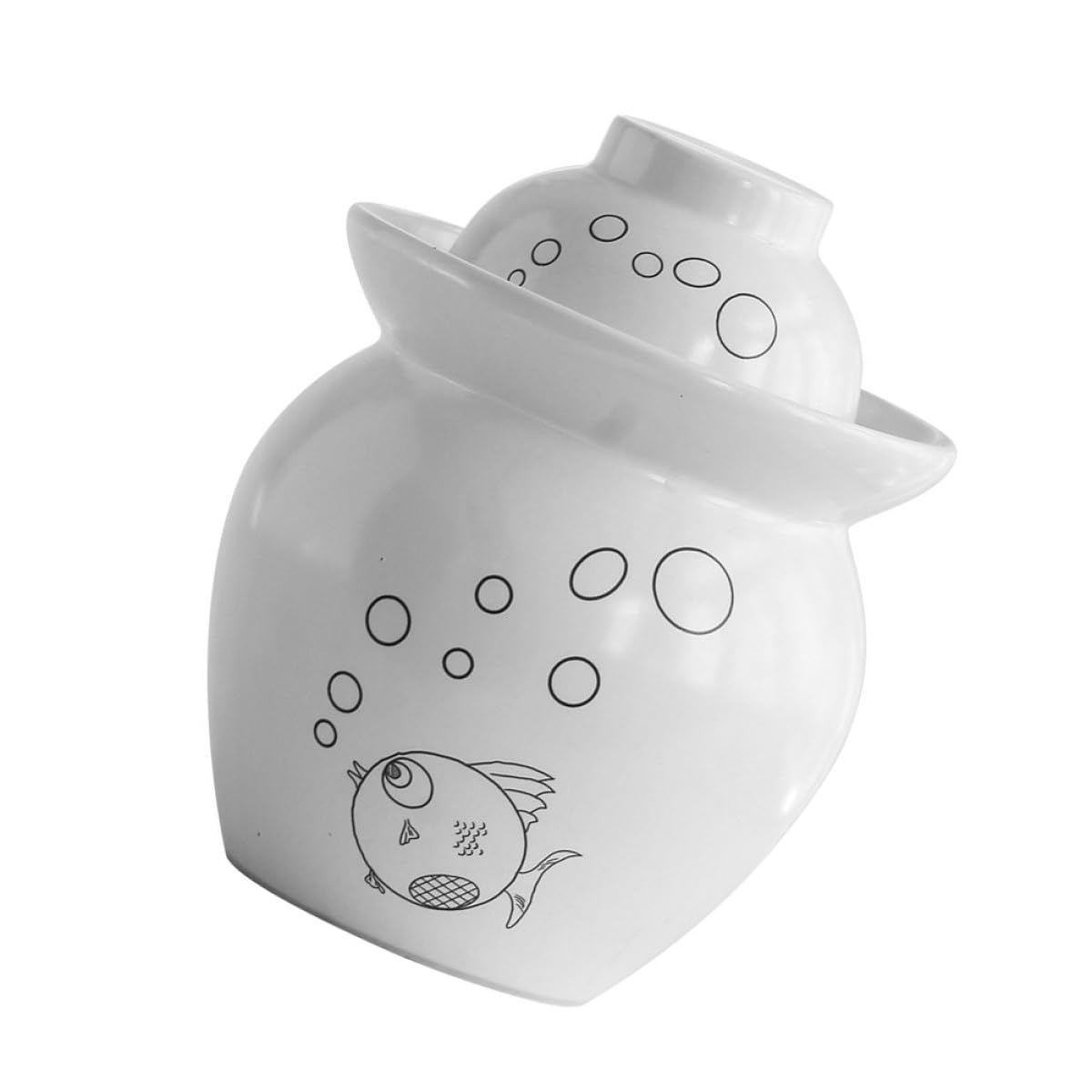 OSALADI Barattolo in Ceramica per Sottaceti da 1,5 Litri, Contenitore Ermetico per Fermentazione Kimchi, Vaso per Conserve Alimentari da Cucina Chiusura Sigillata