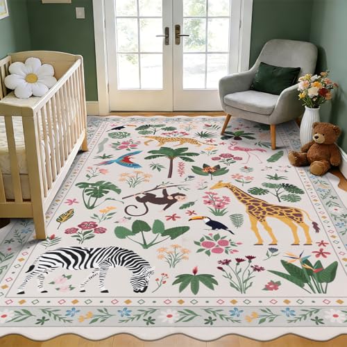 Tapete decorativo de área animal estampado 6x9 ft beige