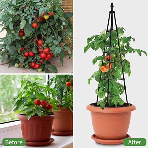 Vancore Obelisk Trellis For Climbing Plants Outdoor, Garden Trellis For Potted Plants Indoor, Plant Support For Vegetable,Vines & Flowers, Rustproof Coated Tomato Cage Tower (1 Pack) #TOP4
