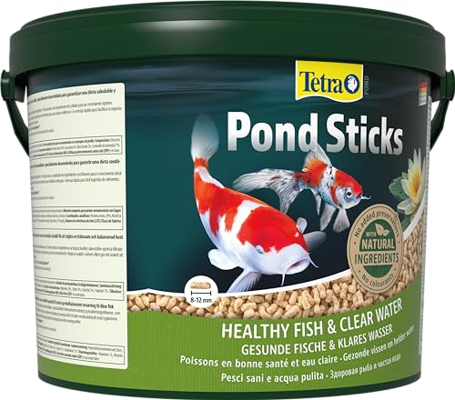 Tetra Pond Sticks - Mangime per tutti i pesci da laghetto, favorisce la salute dei pesci e l'acqua limpida nel laghetto, secchio da 10 L